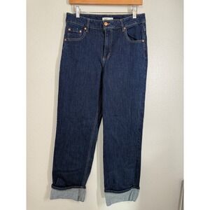OAT New York Dark Wash Denim High Rise Jeans Women's‎ 8/29 Cuffed Hem Straight